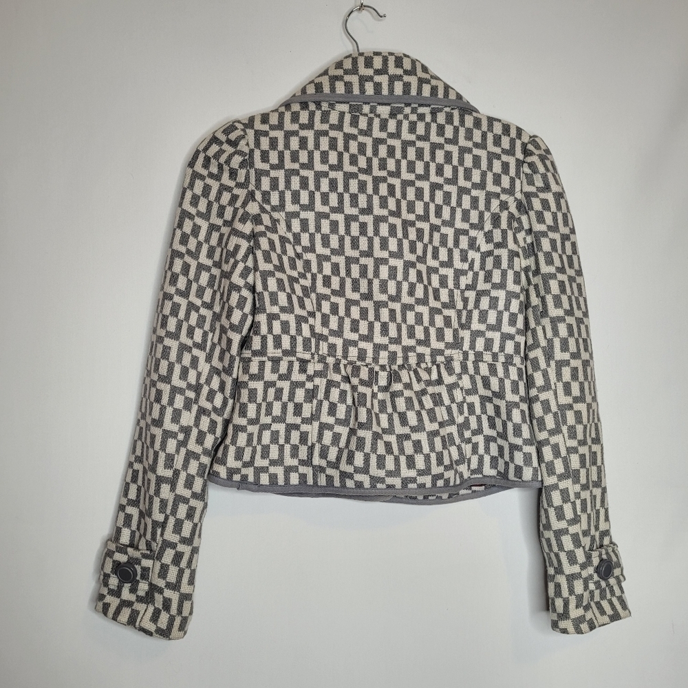 Tulle Gray Geometric Blazer Jacket - Picture 3 of 11